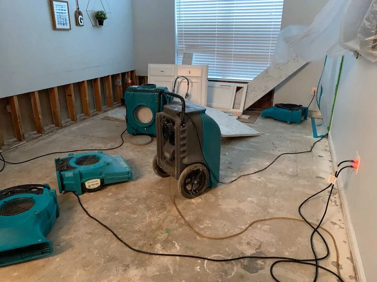 Dehumidifier in flood-cut room for Water Damage Restoration in Mount Clemens
