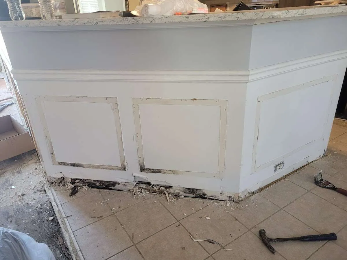 Water damage and mold on kitchen during Storm Damage Restoration in Mount Clemens
